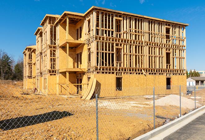 a snapshot of temporary chain link fences protecting a large construction project from unauthorized access in Menlo Park